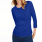 Maison Jules Women's 3/4-Sleeve Solid T-Shirt  Navy Size XX-Large
