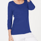 Karen Scott Women's Petite Cotton Scoop-Neck Top Blue PL