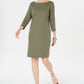 Karen Scott Women's Sport Cotton Studded 3/4 Sleeve Shift Dress Green Size Small