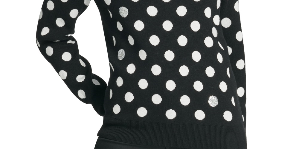 DKNY Women's Sequined Polka-Dot Sweater White Size X-Large