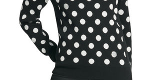 DKNY Women's Sequined Polka-Dot Sweater White Size X-Large