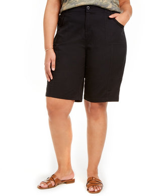 Style & Co Women's Plus Size Cotton Bermuda Shorts Black Size Petite Small