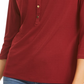 Charter Club Women's Petite 3/4-Sleeve Polo Top Wine PS