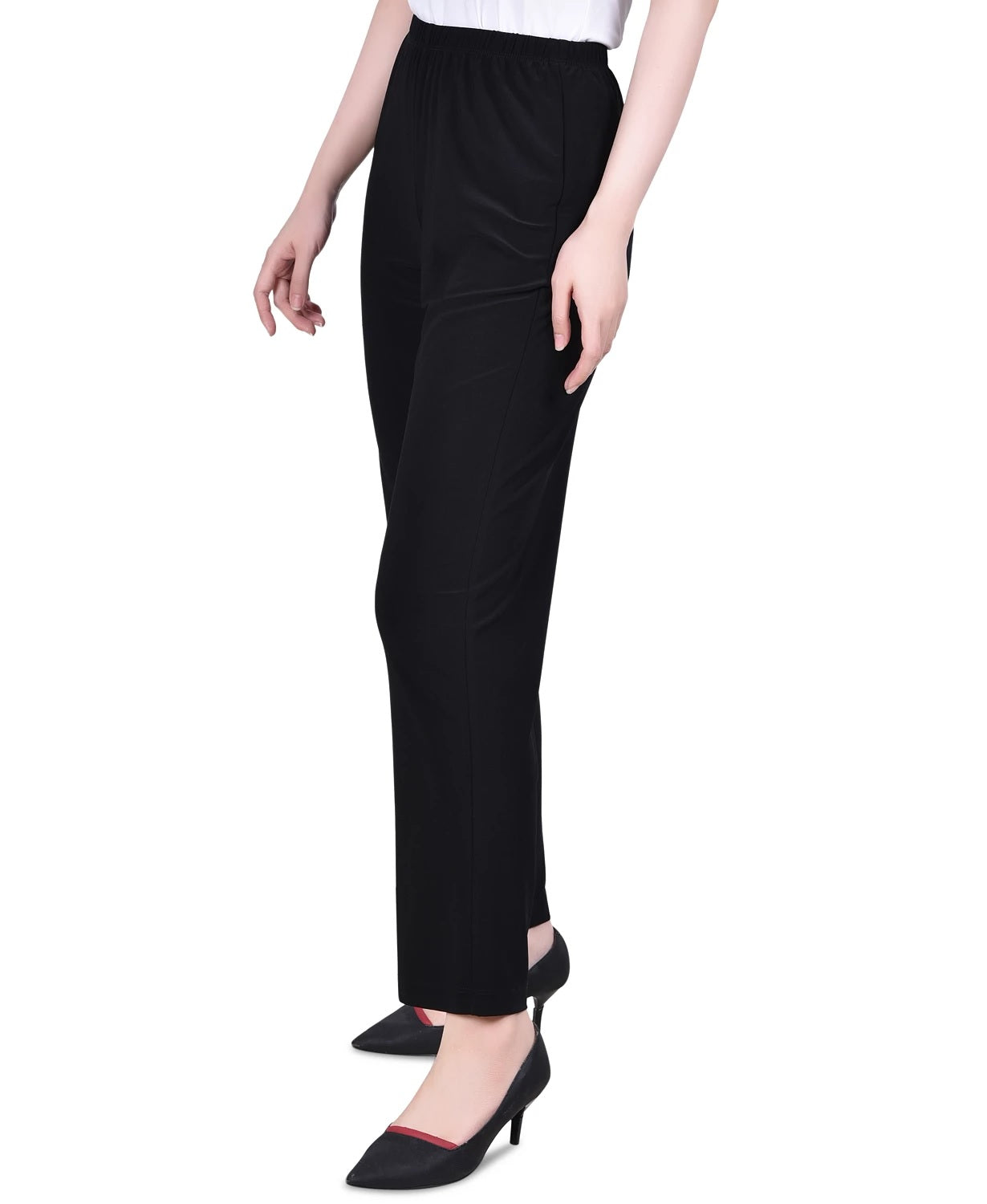 NY Collection Women's Pull On Straight Leg Pants Black Size Petite X-Large-