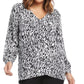 Karen Kane Women's Zebra Print V Neck Crossover Top White Size 0X