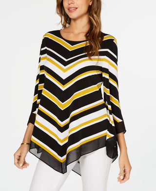 Alfani Women's Striped V Hem Top Yellow Size Petite X-Large
