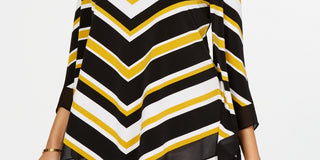 Alfani Women's Striped V Hem Top Yellow Size Petite X-Large