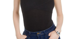 Bar III Women's Crossover Bodysuit Black Size XX-Large