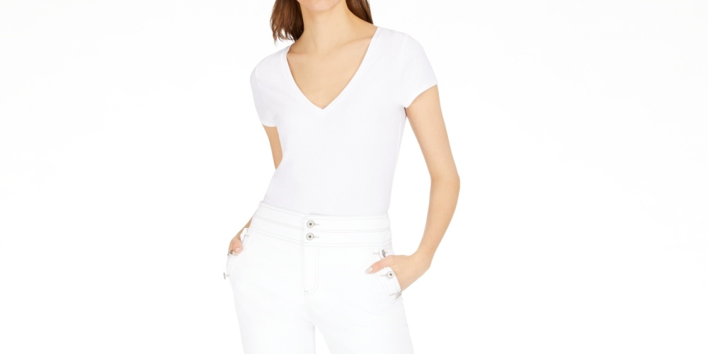 INC International Concepts  Women's High Rise Sailor Trouser Jeans White Size 8