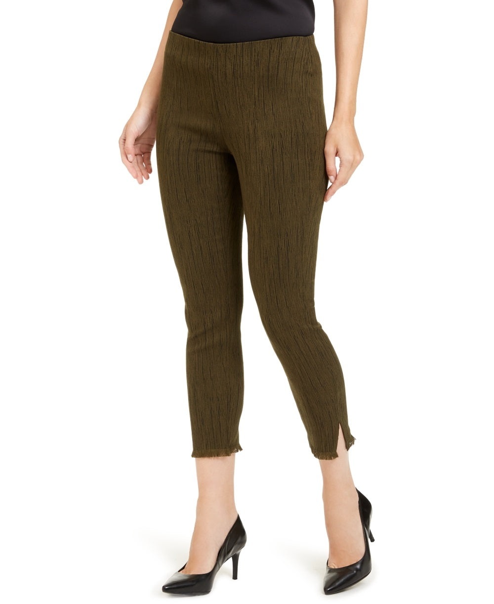 Alfani Women's Fringe Hem Ankle Pants Green Size 6 Petite