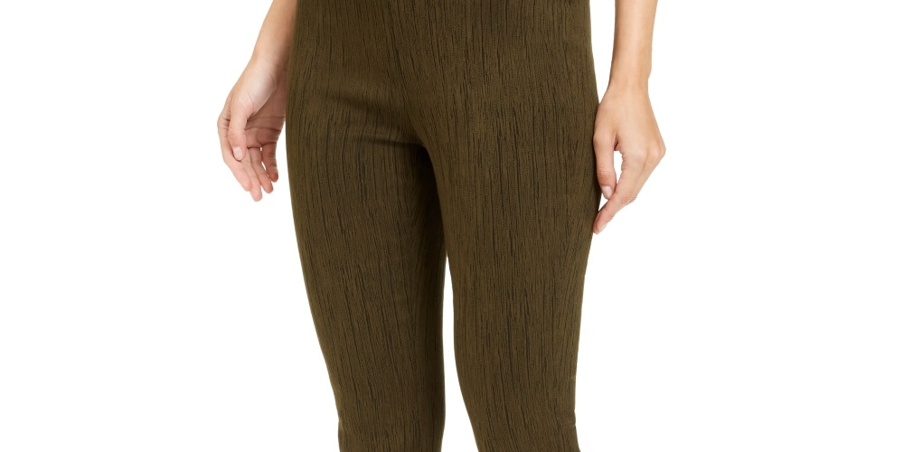Alfani Women's Fringe Hem Ankle Pants Green Size 6 Petite