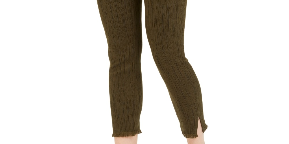 Alfani Women's Fringe Hem Ankle Pants Green Size 6 Petite