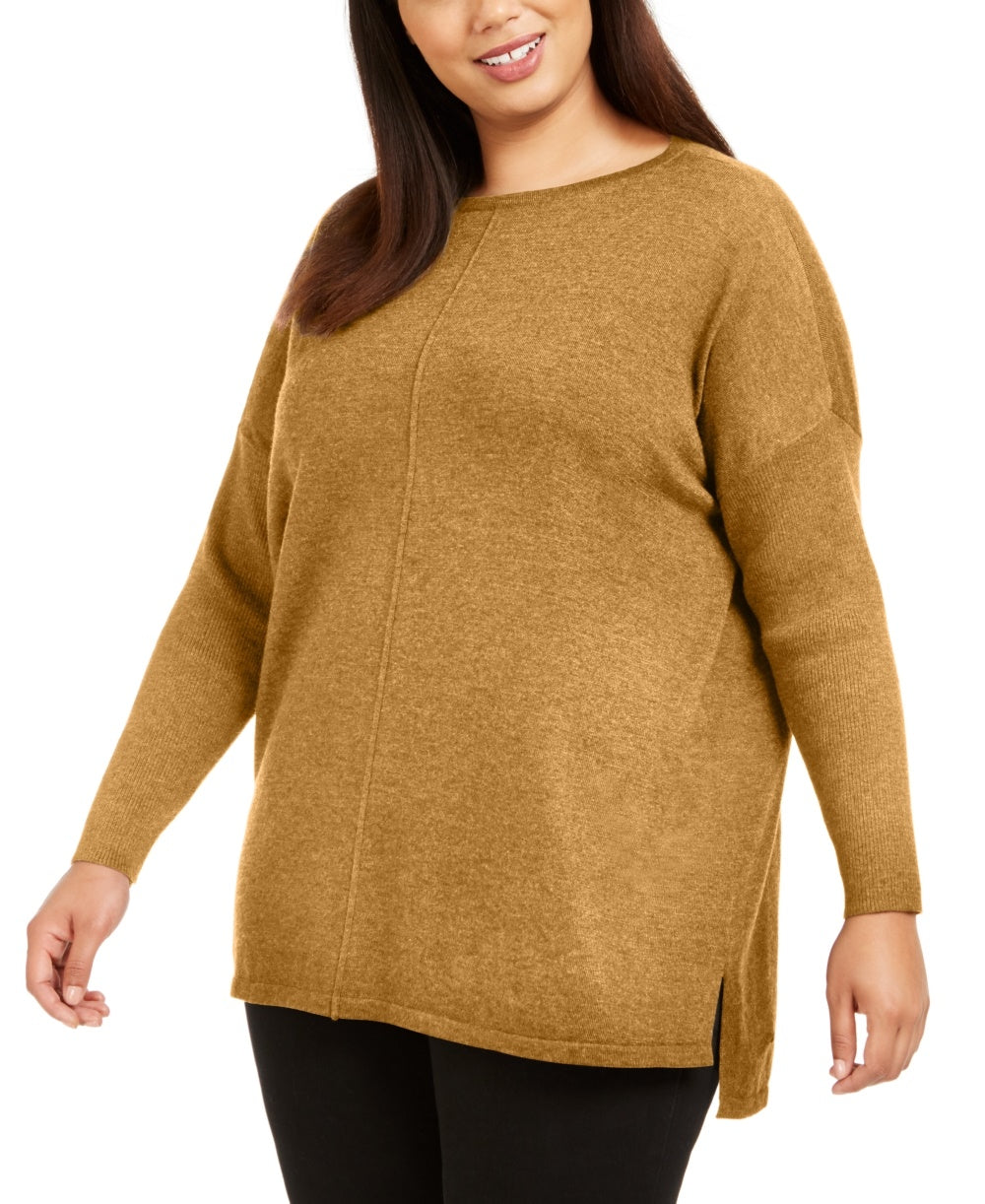 Style & Co Women's Seam Front Tunic Sweater Gold Size 0X