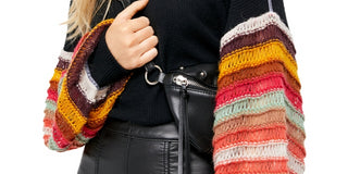 Free People Women's Cha Cha Balloon-Sleeve Sweater Red Size X-Small