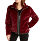 Bar III Women's Faux Fur Zippered Pocketed Jacket Red Size X-Large