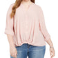 INC International Concepts  Women's Plus Twist Front Shirt Pink Size 3X