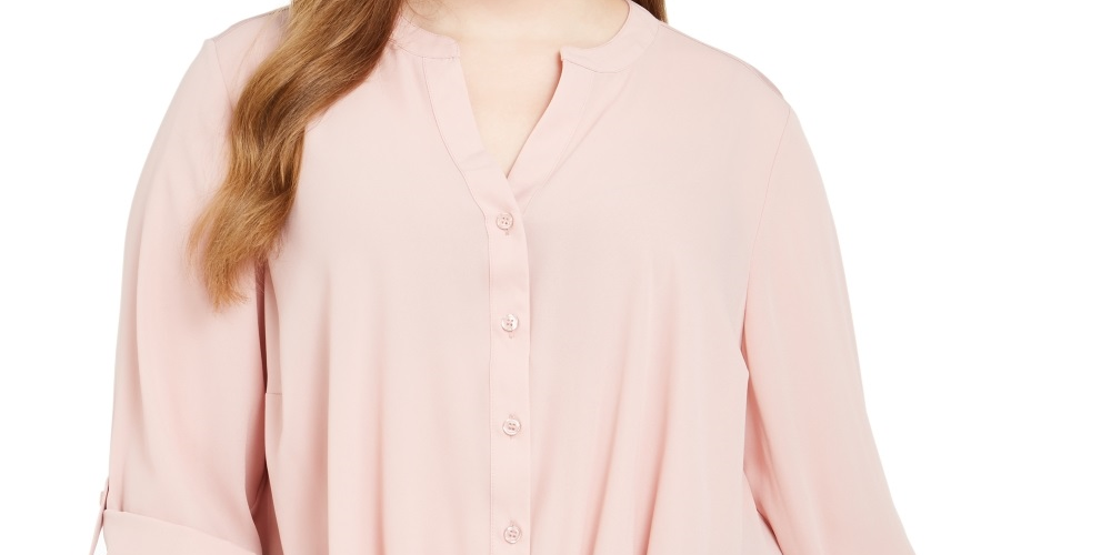 INC International Concepts  Women's Plus Twist Front Shirt Pink Size 3X