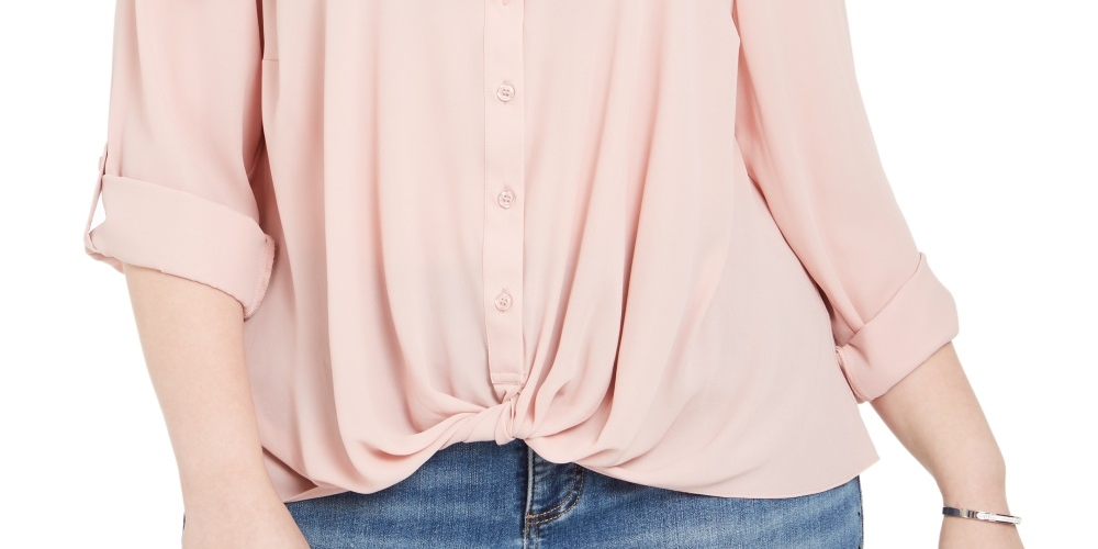 INC International Concepts  Women's Plus Twist Front Shirt Pink Size 3X