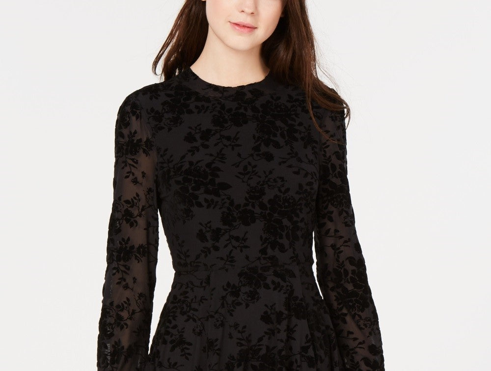 American Rag Junior's Burnout Velvet Fit & Flare Dress  Black Size Large