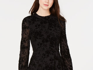 American Rag Junior's Burnout Velvet Fit & Flare Dress  Black Size Large