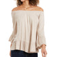 Style & Co Women's Off-The-Shoulder Bell-Sleeve Top Beige Size Large