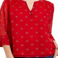 Charter Club Women's Printed Split Sleeve Top Red  Size S