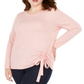 INC International Concepts Women’s Plus Drawstring Ruched Top Pink Size 1X