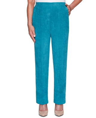 Alfred Dunner Women's Petite Walnut Grove Faux-Suede Pants Bright Blue 10P