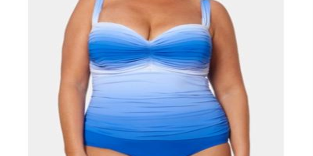 Bleu By Rod Beattie Women's Ruched Sweetheart Neck One Piece with Underwire Swimsuit Blue Size 20W