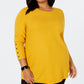 Alfani Women's Plus Size Ribbed Snap Detail Sweater Yellow Size 3X