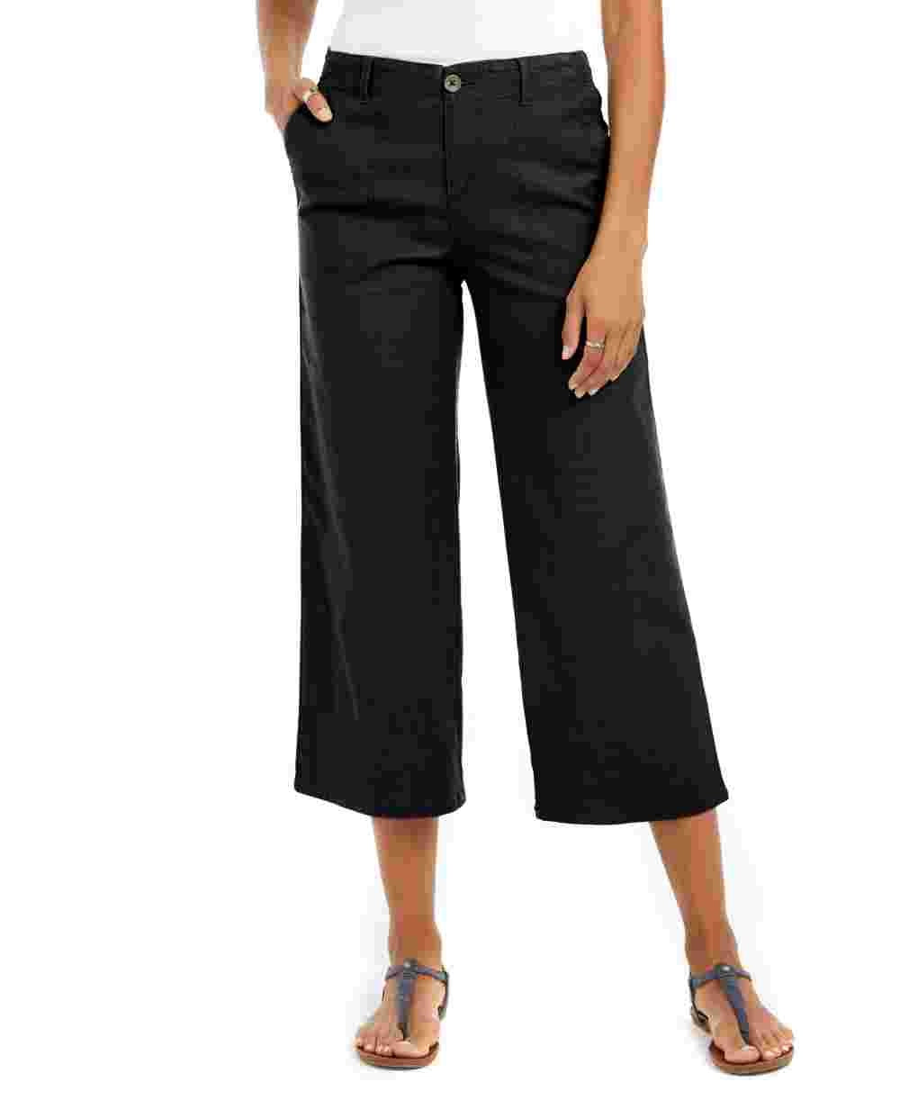Style & Co Women's Wide Leg Cropped Pants Black Size 16