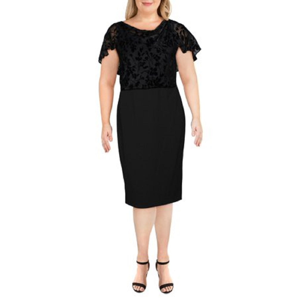 Ralph Lauren Womens Dalen Metallic Floral Cocktail Dress Black Size 10