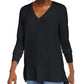 Maison Jules Women's V Neck Sweater Black Size Small