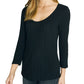 Sanctuary Women's Ruby Ribbed Long Sleeve Cotton Blend Tee Black Size X-Large