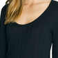 Sanctuary Women's Ruby Ribbed Long Sleeve Cotton Blend Tee Black Size X-Large