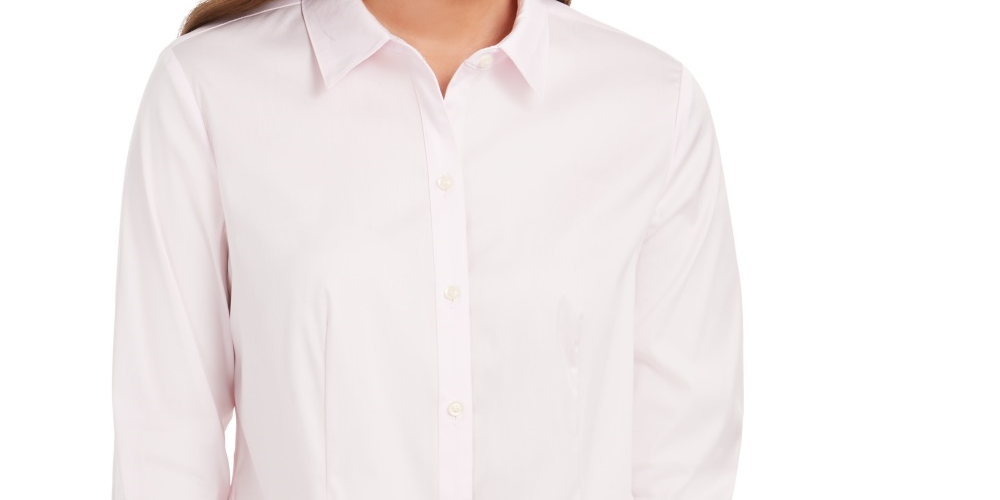 Charter Club Women's Button Down Woven Shirt Pink Size 16 Petite