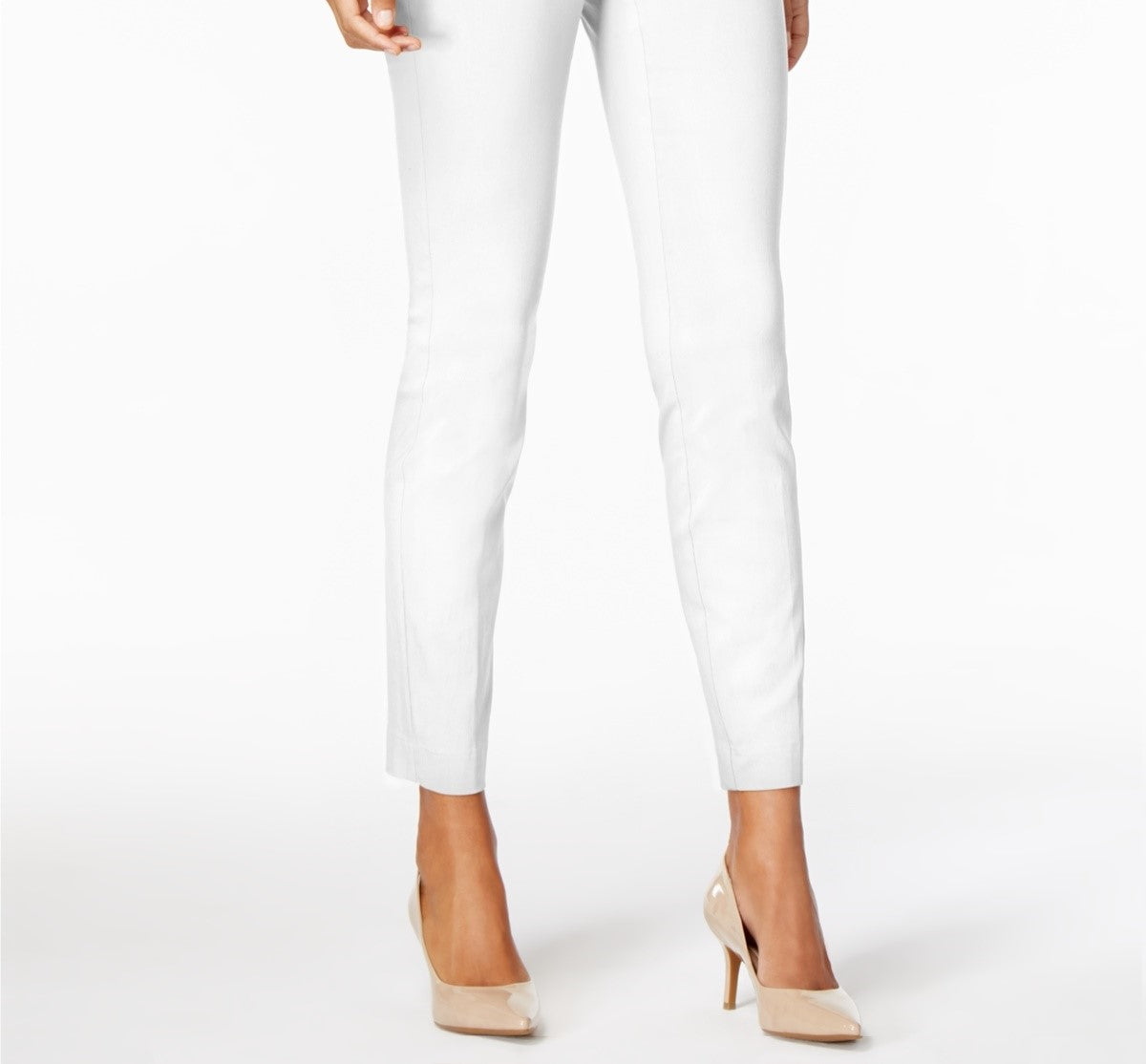 Alfani Women's Tummy-Control Pull-On Skinny Pants Regular Short And Long Lengths White Size 12