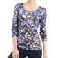 Karen Scott Women's Printed Scoop-Neck Top Grey Size X-Small
