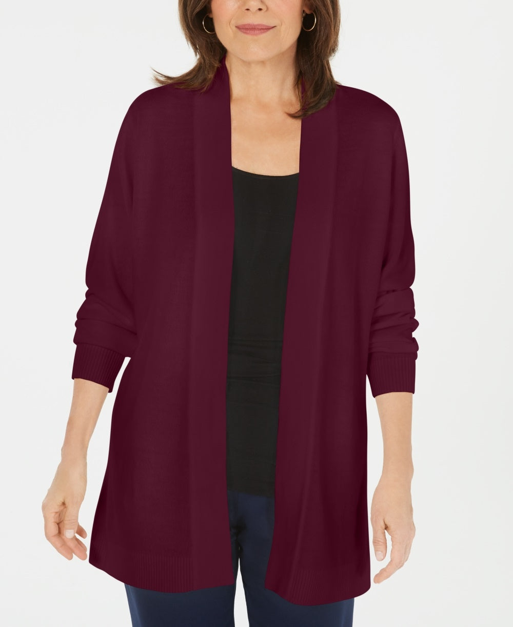 Karen Scott Women's Petite Open-Front Cardigan  Red Size PS