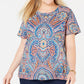 Tommy Hilfiger Women's Plus Size Paisley-Print T-Shirt Red Size 2X