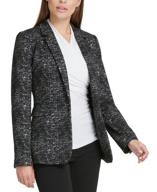 DKNY Women's Marled Single Button Blazer Gray Size 0