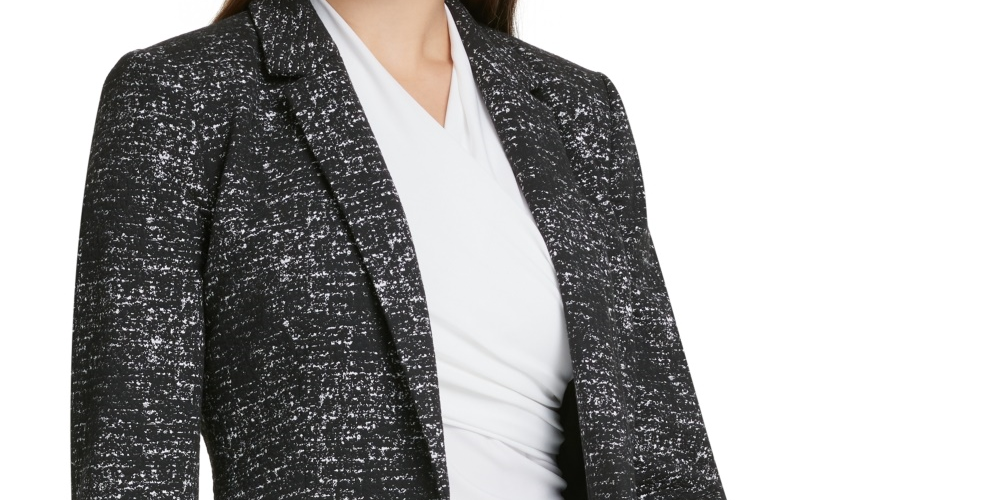 DKNY Women's Marled Single Button Blazer Gray Size 0