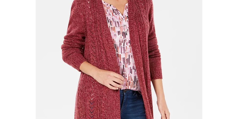 Karen Scott Turbo Duster Cardigan Blue Size X-Large