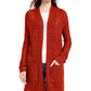 Pink Rose Juniors' Eyelet Long Cardigan Red Size Medium