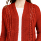 Pink Rose Juniors' Eyelet Long Cardigan Red Size Medium