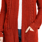 Pink Rose Juniors' Eyelet Long Cardigan Red Size Medium