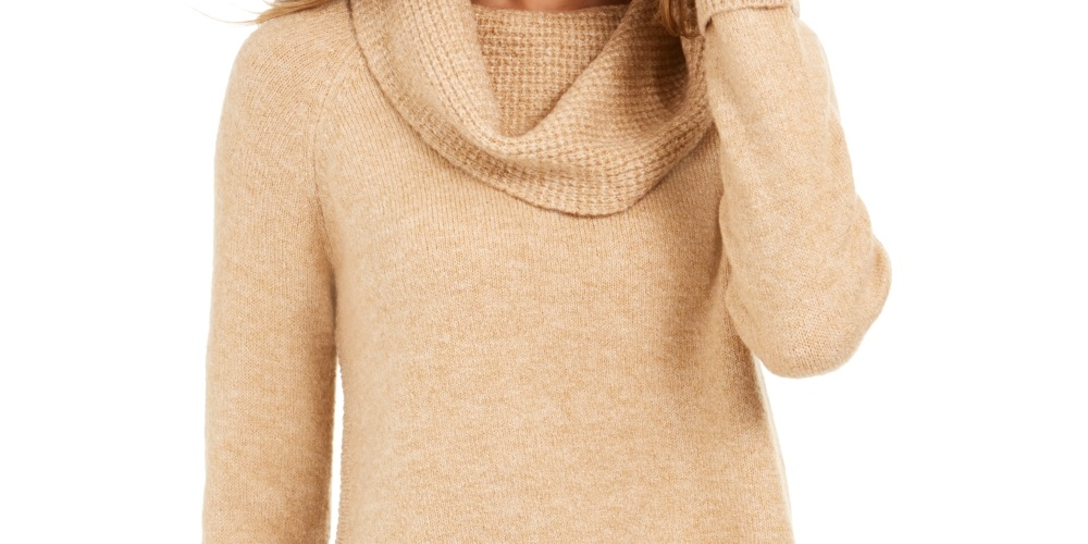 Style & Co Women's Cowlneck Sweater Brown Size PP