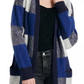 Lucky Brand Womens Wool Blend Check Print Cardigan Sweater Blue Size X-Small