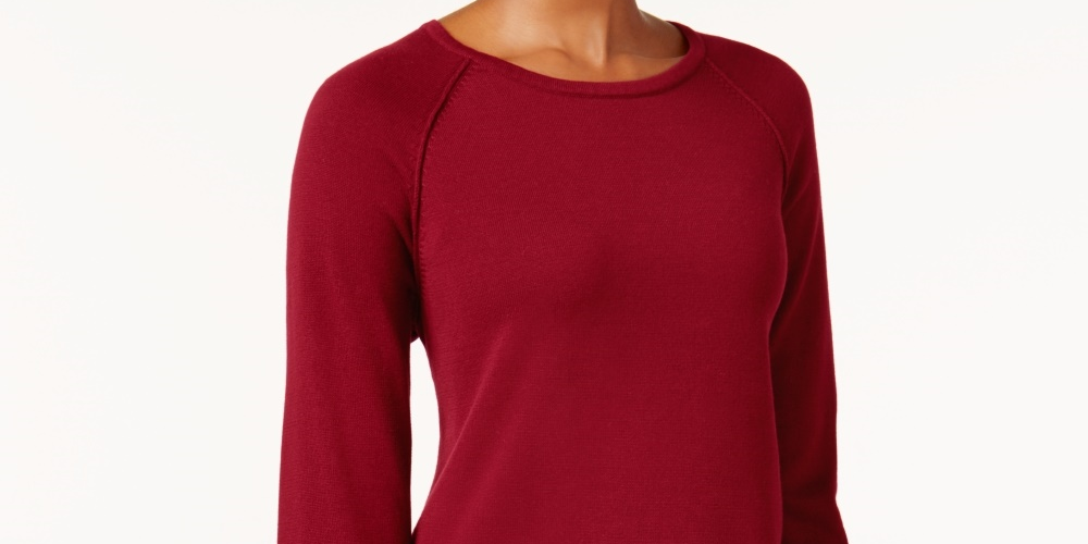 Karen Scott Women's Cotton Sweater Bright Red Size Large