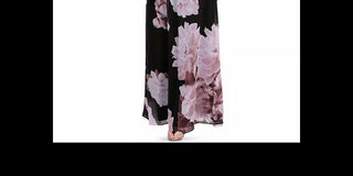 Slny Womens Black Belted Rhinestone Floral Sleeveless Halter Maxi Fit + Flare Formal Dress  Size 16 Mediun Red Size 16